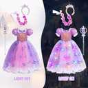 Light Up Princess Dresses for Girls Toddler Halloween Birthday Party Girls Costume with Accessories (Purple)