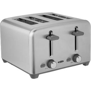 bella 4 Slice Toaster with Auto Shut Off, Extra Wide Slots and Removable Drop-Down Crumb Tray with Cancel and Reheat Function, For Texas Toast, Large Bread & Bagel, Stainless Steel