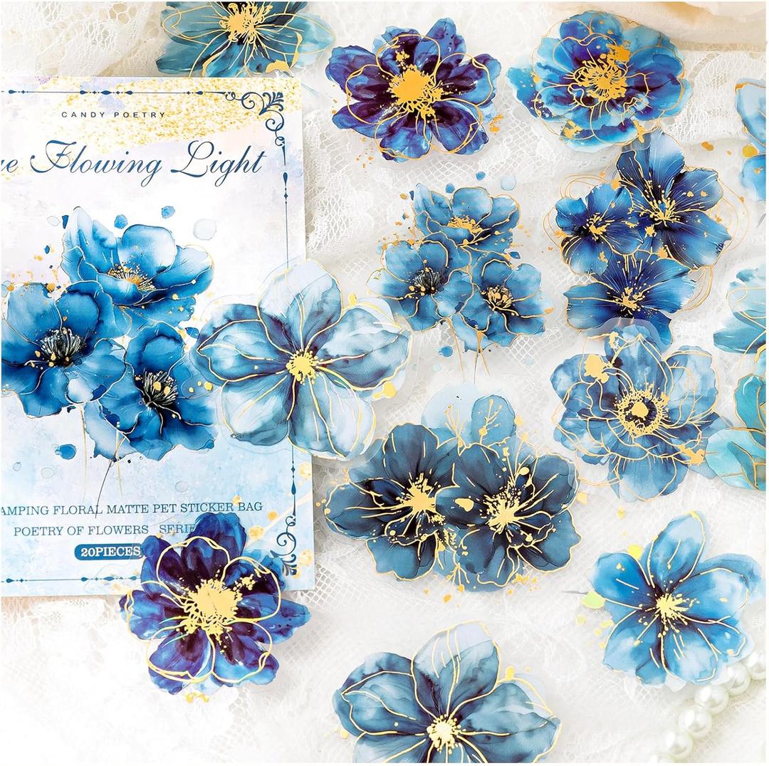 Pressed Flower Stickers for Scrapbook Supplies, 120 PCS Transparent Vintage Floral Journal Stickers for Adults Scrapbooking, Journaling, Junk Journal Supplies (Poetry of Flowers)