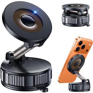 Car Phone Holder for Magsafe - Vacuum Magnetic Suction Phone Holder Mount with 360 Adjustable Stand Car Accessories for Car/Gym/Mirror/Smooth Surface ,Travel Essentials for iPhone 17/16/15/14/13/12