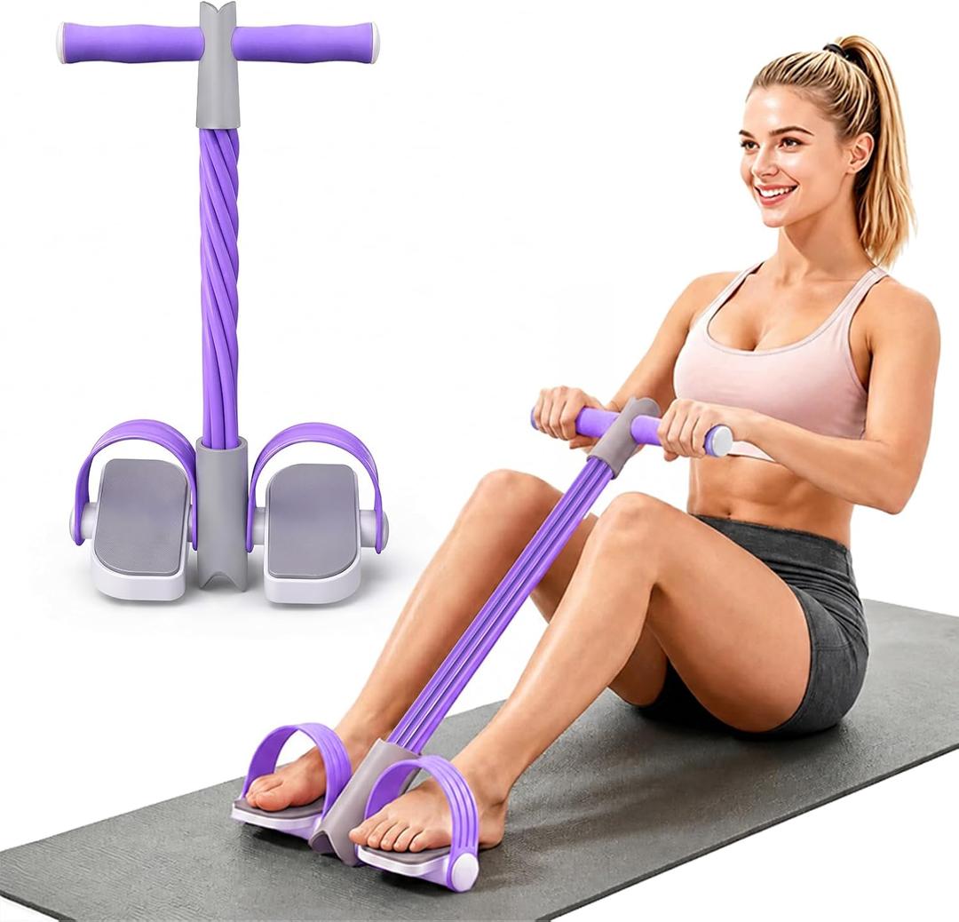 2 x Upgraded Foot Pedal Resistance Band with Handle, 6-Tube Elastic Resistance Bands for Home Workout, Multifunction Exercise Equipment for Abdomen, Core/ABS, Waist, Arm, Leg
