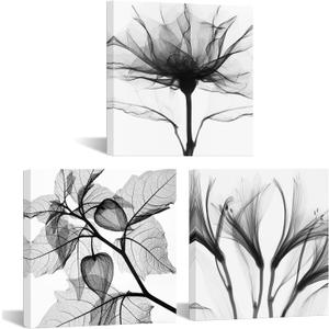 Visual Art Flowers Painting Canvas Prints Wall Decor Black and White Framed and Stretched Images Picture Prints Home Decor Wall Art