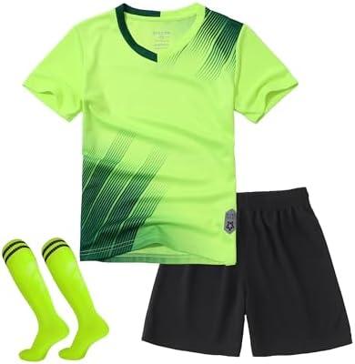 C2M Soccer Jerseys for Kids Boys Adults Training Uniform Sport Shirt and Shorts Kit Set, Small