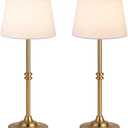 Kakanuo Rechargeable Cordless Table Lamp Gold - 2 Pack Brass 4000mAh Battery Operated Lamp, 3000K Warm Light, Touch Control Stepless Dimming, for Bedside, Dining Table, Home Decor