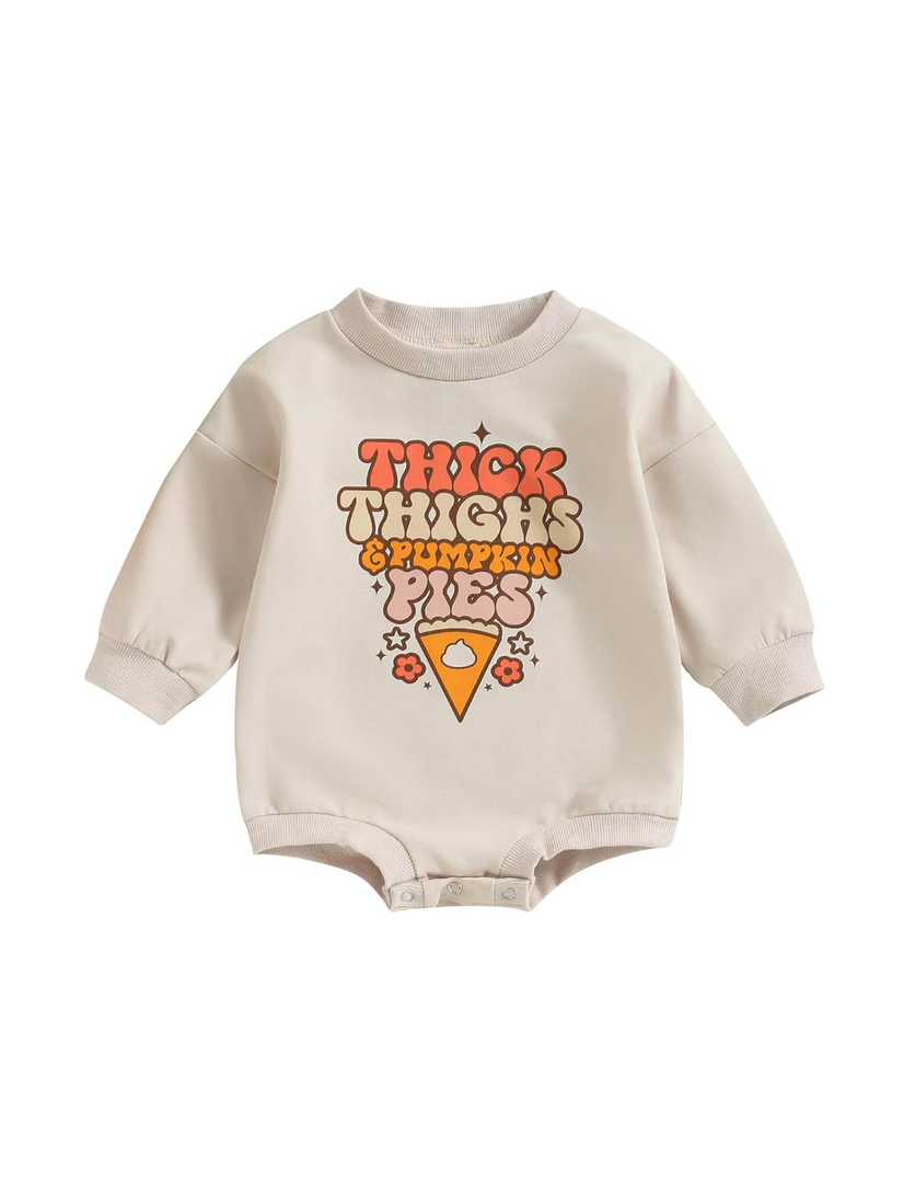 Halloween Newborn Baby Girl Outfit Pumpkin Sweatshirt Romper Long Sleeve Onesie Jumpsuit Infant Fall Winter Clothes, 60 Size