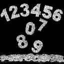 Locacrystal 60pcs Bling Rhinestone Numbers Sticker 6sets 0-9Digits Self-Adhesive Iron on Crystal Numbers Stickers for DIY Crafts Laptop Gifts Furniture Car Clothing Decorations(Silver,1.57")