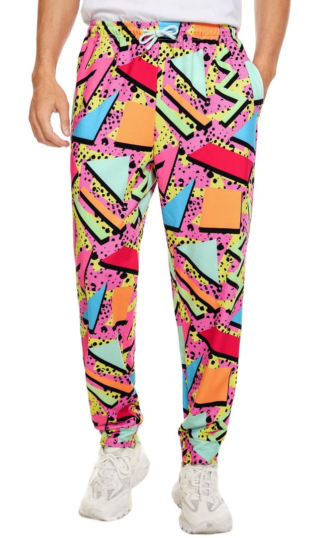 80s 90s Retro Sweatpants for Men & Women Vintage Workout Pants Track Pants Sports Costumes Outfits for Jogging Running Gym (Small, red 80s) (S)