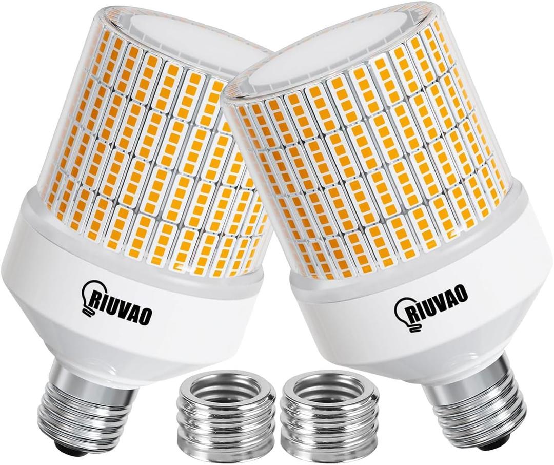 70W LED Corn Light Bulb, 700W Equivalent 9100LM, 3000K Warm White, Waterproof & 90% Energy Saving, E26/E39 Base Outdoor Light Bulbs for Garage, Factory, Shop (2-Pack)