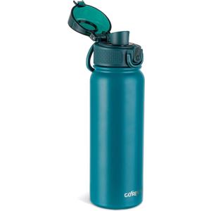 GOPPUS 20 Oz Insulated Stainless Steel Water Bottle BPAFree Sports Water Bottle, Great for Travel, with Chug Lid Leak & Sweat Proof with AntiDust Lid