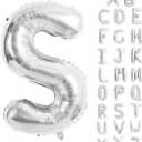 Silver Letter Balloons 40 Inch - Large Letter Balloon Aluminum Foil for Birthday Wedding Anniversary Party Decorations (Letter S Balloon)
