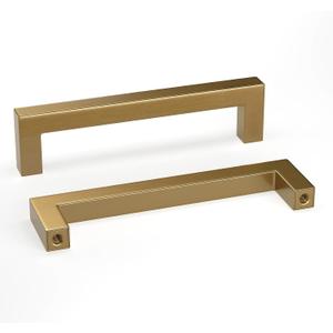 goldenwarm 10 Pack Champagne Bronze Cabinet Pulls Gold Cabinet Handles 5 Inch Champagne Drawer Pulls Brushed Bronze Drawer Handles Kitchen Dresser Hardware T Bar Square Hardware for Dresser Bedroom