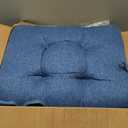 KGPLOME 18 in Jumbo Rocking Chair Cushions with Ties, Non-Slip Durable Linen Pads Thick Padding and Tufted Design for Living Room Rocker (Blue, Set of Seat & Back Cushion)