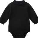 pureborn Unisex Baby Boy Girl Bodysuit Halloween Turtle Neck One-Piece Long Sleeve Bodysuits 18-24 Months Black