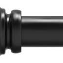 1 Pack Black Curtain Rods for Windows 16-120 inch, 1-inch Diameter Heavy Duty Curtain Rods Matte Black Drapery Rods, Adjustable Single Window Curtain Rod with End Cap Design Finials