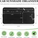 Car Sun Visor Organizer, Suede Leather Visor Glasses Storage Pocket Net Zipper Card Holder, Multi-Pocket Visor Sunglasses Organizer for Document Registration License Pen (Black)