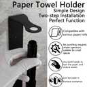Paper Towel Holder, Black Stainless Steel Under Cabinet Wall Mount, Self-Adhesive Kitchen Roll Rack, Heavy-Duty Organization Storage