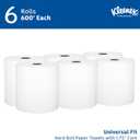 Kleenex Universal Hard Roll Paper Towels, Bulk (50606), Hardwound 1.75" Core, Premium Absorbency Pockets, White, (600'/Roll, 6 Rolls/Case, 3,600'/Case)