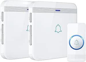 AVANTEK Wireless Doorbell, D-3W Waterproof Door Chime Kit Operating at over 1300 Feet with 2 Plug-In Receivers, 52 Melodies, CD Quality Sound and LED Flash