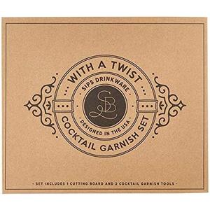 Santa Barbara Design Studio Gift Set Drinking Essentials SIPS Drinkware Kraft Cardboard Book Gift Box, 3-Pieces, Cocktail Garnish Kit