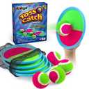 Toss and Catch Ball Set Game Kids Outdoor Toys, 4 Ball, 4 Paddles, Mesh Storage Bag, Adjustable Hand Strap