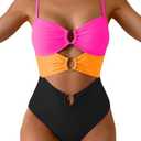 Eomenie One Piece Swimsuit for Women Ring Linked Monokini Sexy Bathing Suit Cutout Swim Suit. Size L