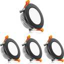 2 Inch LED Downlight, Recessed Lighting Dimmable Ceiling Light, 3W, 4000K Natural White, CRI80 with LED Driver(35W Halogen Equivalent), Black 4 Pack