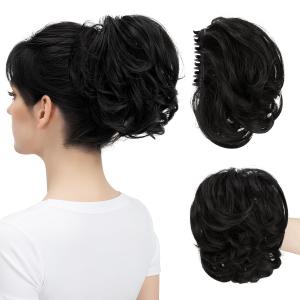Claw Clip Short Ponytail Messy Bun Hair Piece Bendable Hair Branch Extensions Fluffy Wavy Curly Synthetic Versatile Black Hairpieces