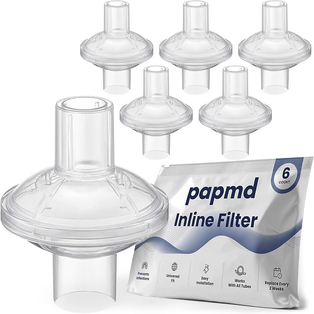 Pap MD Inline CPAP Filters for CPAP Machines | Clean Air & Enhanced Comfort, High-Efficiency Filtration for Particles & Odors, 6 Pack for 3 Months Supply | Video Instructions