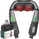 Snailax Rechargeable Neck Massager with Heat, Shiatsu Back and Neck Massager, Cordless Portable Deep Kneading Shoulder Massage Pillow, Gifts for Dad Mom (Black Grey)