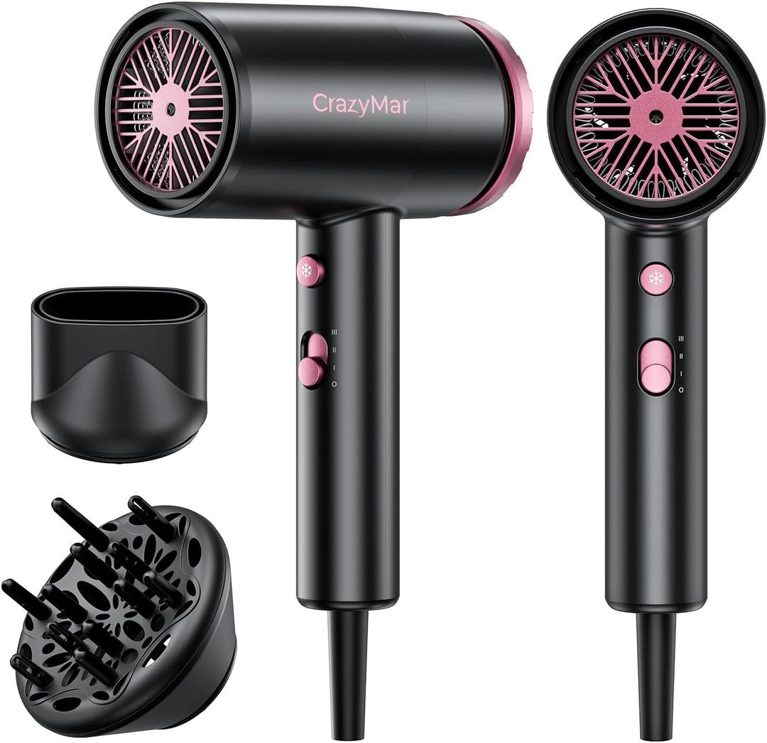 Ionic High Speed Hair Dryer | Professional Ultra-Fast Drying Hairdryer for Women with Diffuser&| 350M Negative Ions|Compact and Lightweight Blow Dryer for All Hair Types and Travel/Business
