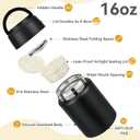 Soup Thermo for Hot Food Kids 16oz Insulated Food Jar Leakproof Thermo Lunch Container for Kids Wide-Mouth Stainless Steel Lunch Box for School with Handle Folding Spoon(3+)