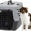 IRIS USA 23" Cat Carrier, Small Pet Carrier Hard, Dog Kennel with 2-Door Front and Top Access, Dog Carrier, up to 18 pounds, Black/Gray