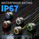 3Pcs 19MM Latching LED Push Button Switch, IP67 Waterproof 12V 20A DC with Pre-Wired Leads for Marine Boat, Outdoor Control (Blue LED, 1NO 1NC, 304 Stainless Steel)