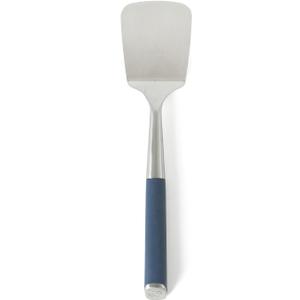 Calphalon Solid Turner, Cooking Spatula, Kitchen Spatula, Stainless Steel Turner with Silicone Heat Resistance Handle, Nonstick-Safe Spatula with Ergonomic Handle (Navy)