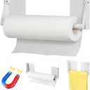 Magnetic Paper Towel Holder - Adjustable Heavy Duty Strong Magnet for Large Rolls - Fits Refrigerator, Grill,Garage,Dorm Mini Fridge - Rust-Resistant Steel Kitchen Organizer,White(2x3In)