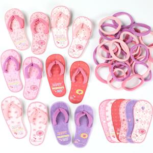 98pcs Valentines Day Gifts for Kids Children's Slipper Card with Hair Rope Set Valentines Day Gift Exchange Hair Accessories for School Classroom Boys Girls Toddlers and Kids Party Favor Sets