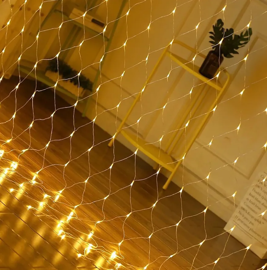 198 LED Warm White Net Lights Outdoor Mesh Lights 9.8ft x 6.6ft for Garden, Lawn, Shrubs, Party, Wedding, Christmas Decorations, 8 Modes & Memory Function, Connectable, Clear Wire-Warm White