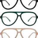 AMOMOMA 3 Pack Retro Oversized Aviator Reading Glasses for Women Men,Classic Large Reader Blue Light Computer Frame AM6111 (C1.black+c3.milky Green+c4.milky Brown)