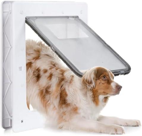 Weatherproof Plastic Dog Door with Secure Locking Panel, Durable White Pet Door  for Large Dogs & Pets, Easy Install for Interior & Exterior Doors, Walls, Screens Weatherproof Plastic Dog Door with Secure Locking Panel, Durable White Pet Door  for Large Dogs & Pets, Easy Install for Interior & Exterior Doors, Walls, Screens