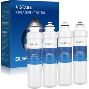 4 Stage Cooler Filter Replacement Kit, Compatible With Brio "UVF4" Models, Replacement for Brio MIB400PKUF Filter, NSF Certified