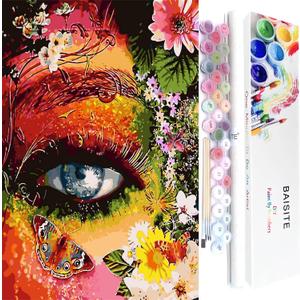 BAISITE Paint by Numbers Kit for Adults Beginners,16" Wx20 L Canvas for Painting Kits for Adults in Colorful Box-Color Eye Mother Earth 8407
