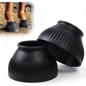 Abbylike Horse Bell Boots 1 Pair, Horse Overreach Ballistic Rubber Bell Boots Care for Turnout, No Rub Design Protect Against Hoof Impact Trauma