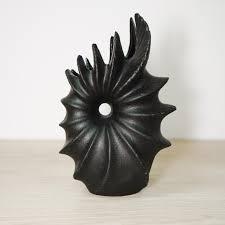 Modern Spiral Shell Ceramic Vase, Black Matte, 8.5 x 5.6 x 3.7 inches,for Interior Decoration