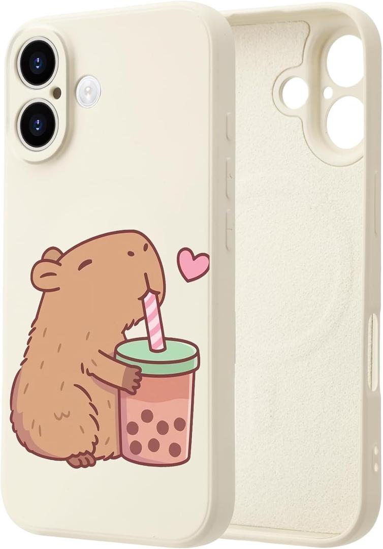 Cute Cartoon Capybara Magnetic Case for iPhone 15 6.1",Compatible with Magsafe,Full Camera Protection Liquid Silicone Shockproof Slim Protective Phone Case for Girls Women