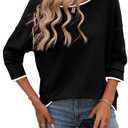 PrinStory Women's Fall Sweaters Loose 2024 Long Sleeve Outfits Crewneck Knit Lightweight Casual Pullover Tops Black L