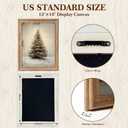 ASTRDECOR Vintage Christmas Tree Wall Art, 12x16 Rustic Farmhouse Holiday Wall Décor with Faux Wood Grain Frame, Cozy Christmas Decorations for Living Room, Bedroom, Dining Room, Entryway