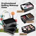 Yueieoun 5 in 1 Makeup Train Case, Cosmetology Case on Wheels Travel Make up Case Rolling Nail Cart Makeup Organizer Cosmetic Storage Box Cases Extra Large Trolley Truck with 360 Swivel Wheels, Black (EXP 09/17/26)