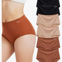 6 Pack Womens Underwear High Waisted Seamless Full Coverage Briefs No Show Ladies Panties (Regular & Plus Size) M