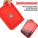 Replacement Lids for Pyrex 7211-PC 6 Cup Rectangle, Silicone Storage Cover Lid for Glass Bowl 2 Pack with Date Mark Red