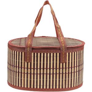 UPKOCH Wicker Picnic Basket for 2 Woven Basket with Double Swing Handles Wicker Basket for Fruit and Food for Outdoor Picnic